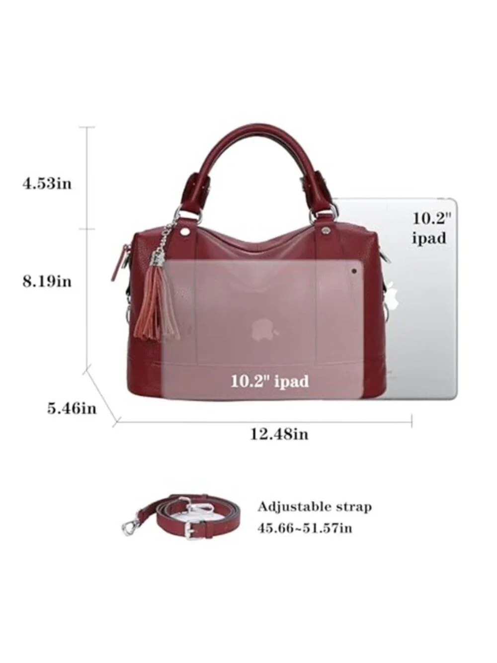 Womens Genuine Leather Purse Satchel Tote Crossbody Handbag Wine Shoulder Bag